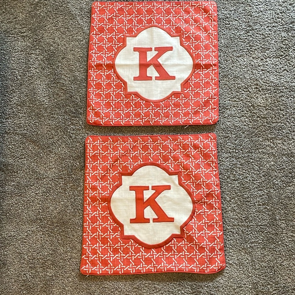 Two Pillow Covers - Letter “K” Orange